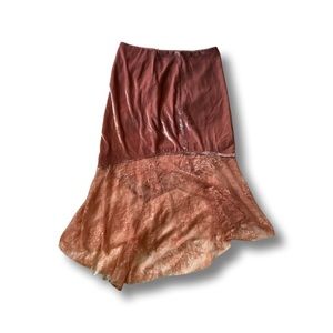 Free people Asymmetrical skirt pink lace and velvet size 2 Y2K fairy style